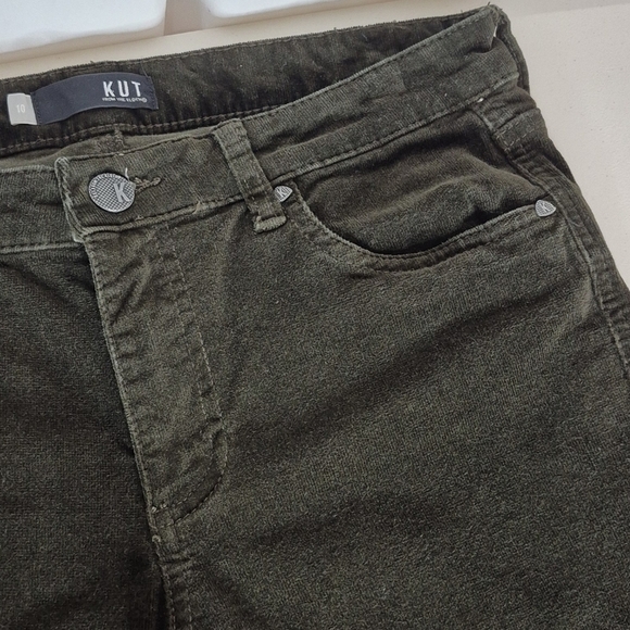 Kut From The Kloth Diana Skinny Dark Green Stretch Corduroy Pants - Size 10 - Picture 6 of 16